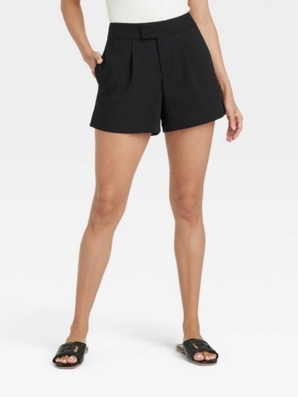 A New Day sz 8 Black Women's High-Waist Dress Shorts -m